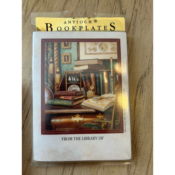 2 Antioch Bookplates Library Stickers (new) & EX LIBRIS sailing ship Boat VTG - Picture 3 of 7